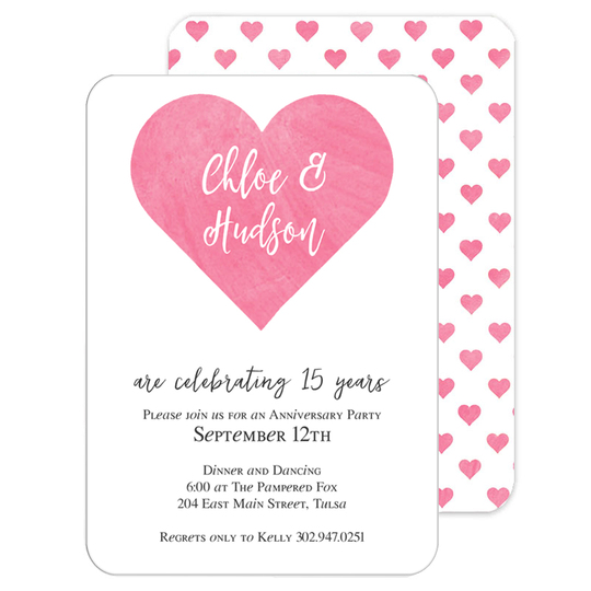 Pink Watercolor Heart Invitations